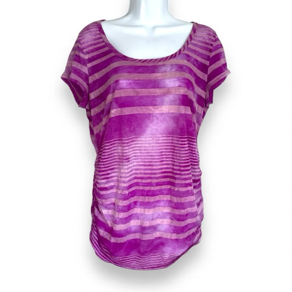 Motherhood Maternity Purple Striped Tee Large - Casual, Stylish Maternity Wear - Picture 7 of 7